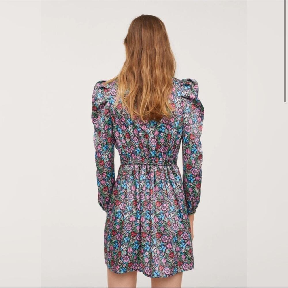 MANGO Printed Floral Dress with Balloon Sleeves Size 4 - Picture 2 of 12